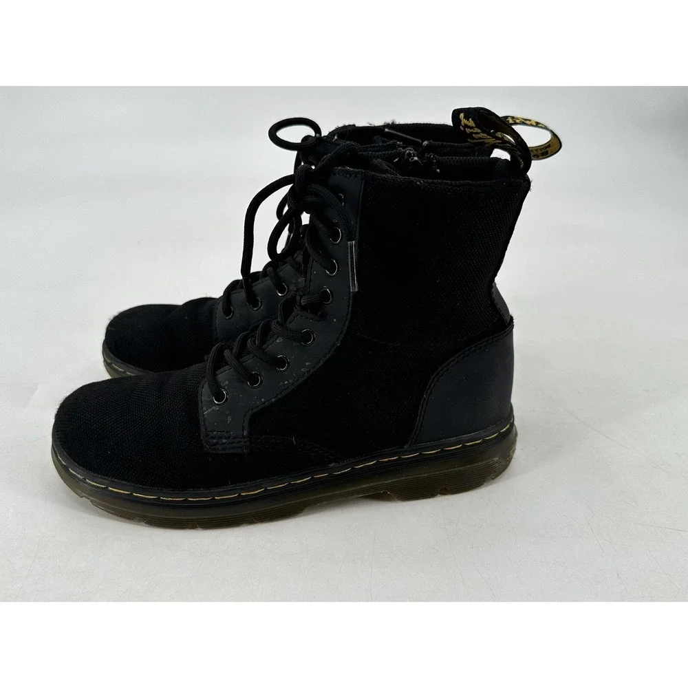 Dr. Martens COMBS J Gray Poly Round Toe Lace Up/Zip Ankle Boots Kid's Size 3‎